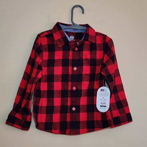 Wonder Nations - Boys Buffalo Plaid Button Down Long Sleeve Shirt Size 4T NWT - Picture 2 of 4